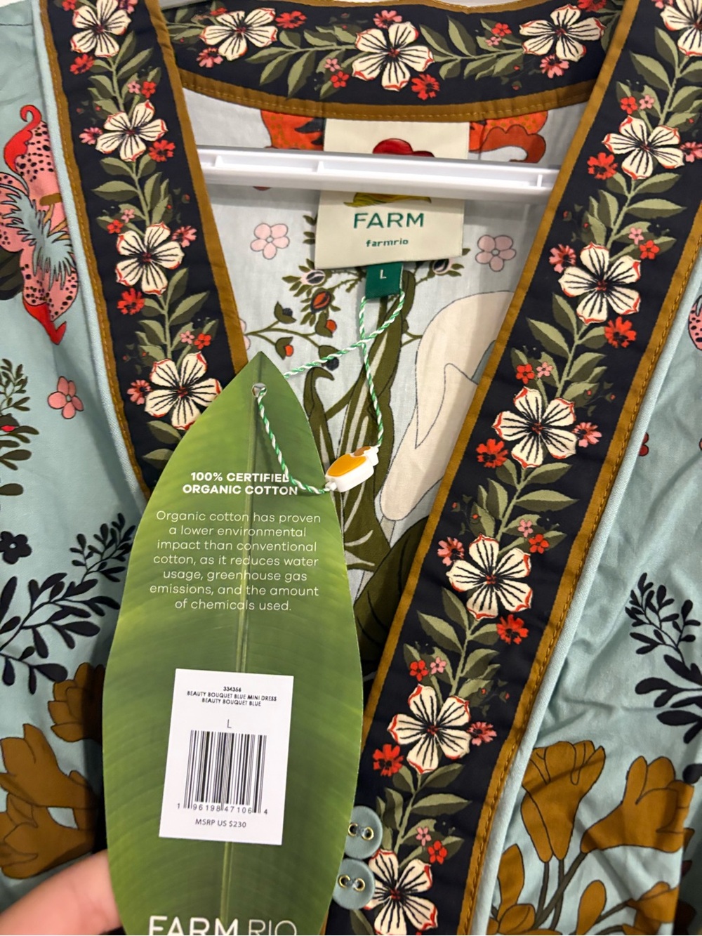 FARM Rio Sage Floral Embroidered Mini Dress - Picture 2 of 2